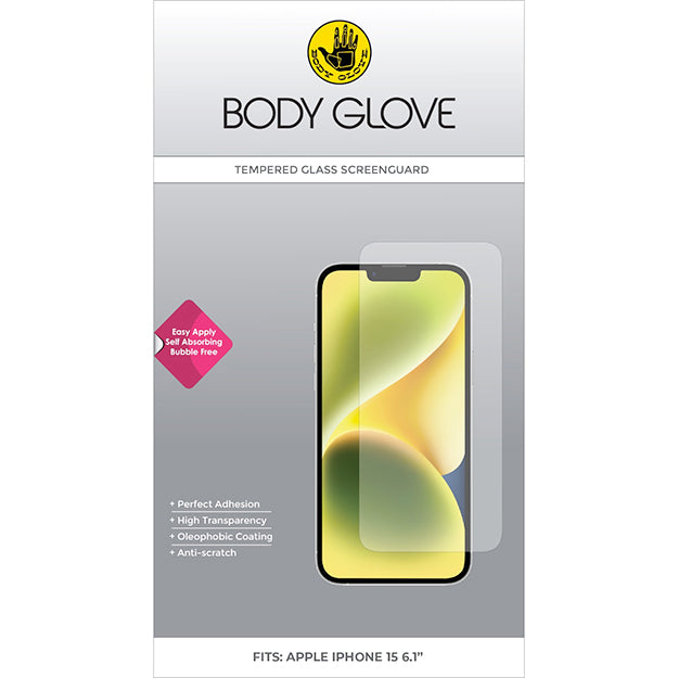 Body Glove iPhone 16/15 Tempered Glass Screen Protector - Clear