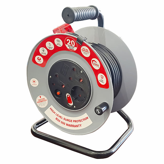 ElectricMate 20M 10 Amp High-Level Surge Extension Reel - Grey