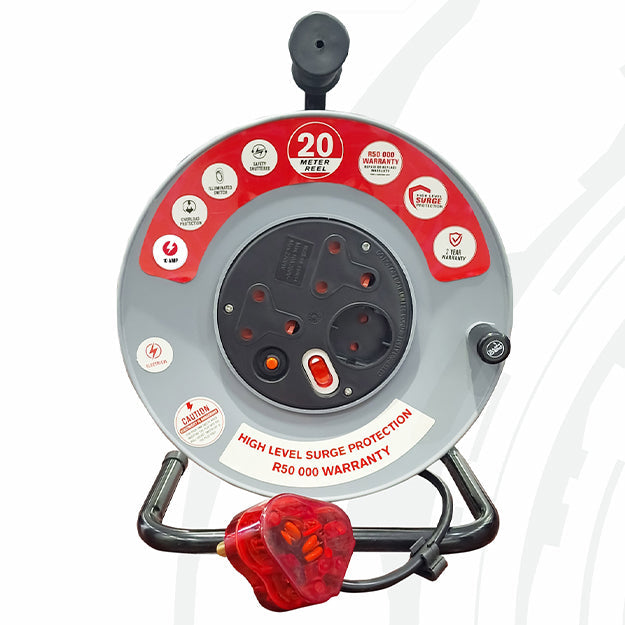 ElectricMate 20M 10 Amp High-Level Surge Extension Reel - Grey
