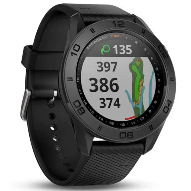 Garmin Approach S60 GPS Golf Watch - Black With Black Silicone Band