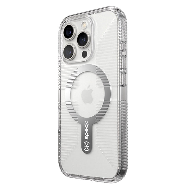 Speck Gemshell Grip MagSafe Case For iPhone 16 Pro – Clear & Chrome