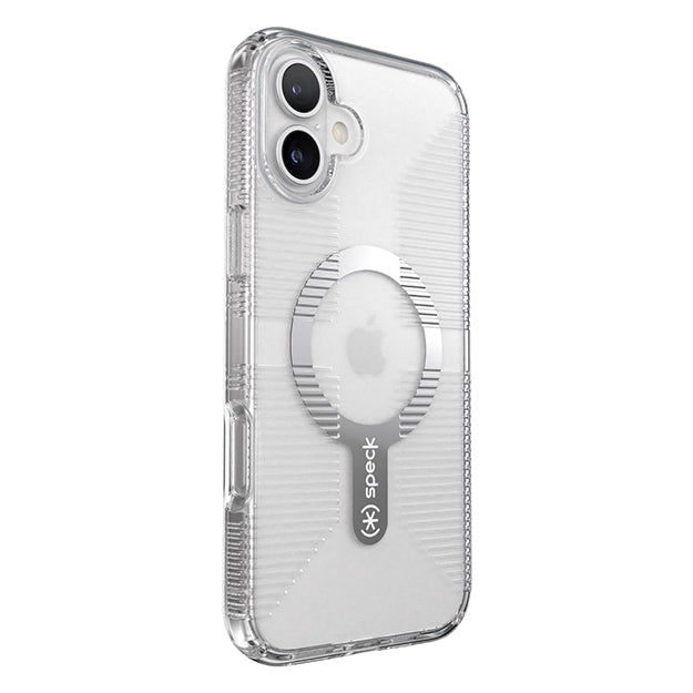 Speck Gemshell Grip MagSafe Case For iPhone 16 Plus – Clear & Chrome