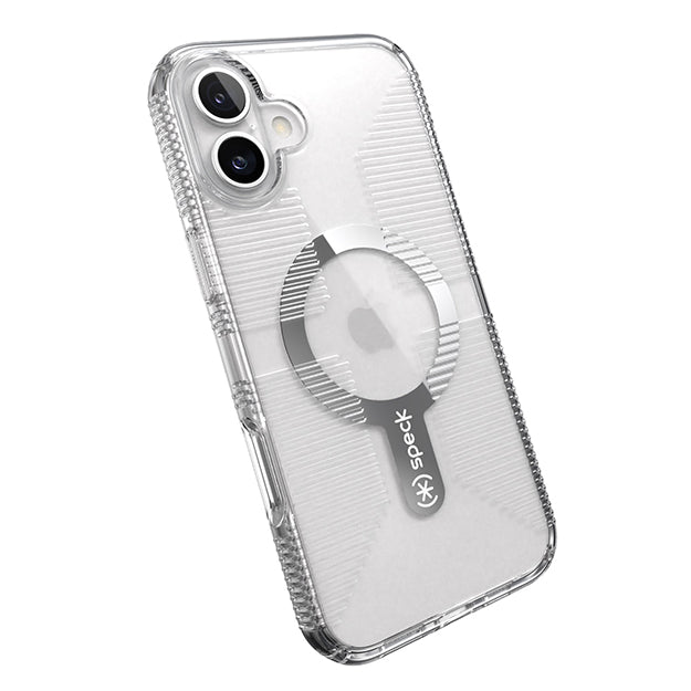 Speck Gemshell Grip MagSafe Case For iPhone 16 Plus – Clear & Chrome