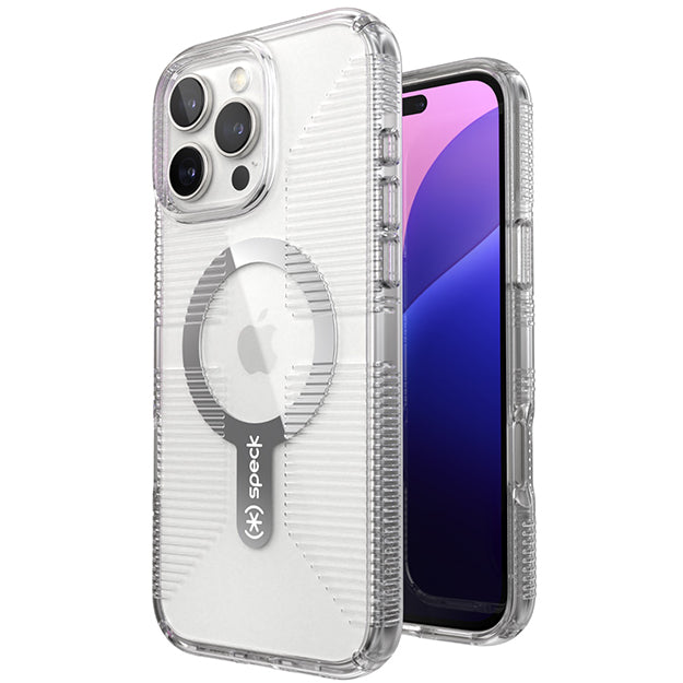 Speck Gemshell Grip MagSafe Case For iPhone 16 Pro Max – Clear & Chrome