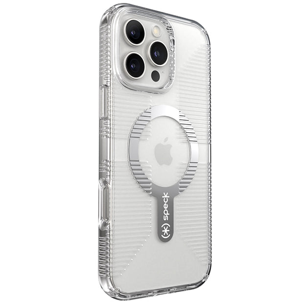 Speck Gemshell Grip MagSafe Case For iPhone 16 Pro Max – Clear & Chrome