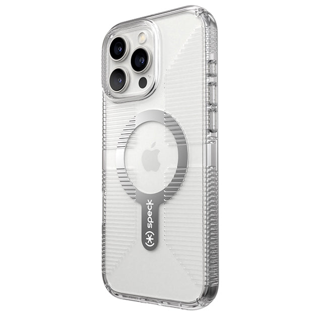 Speck Gemshell Grip MagSafe Case For iPhone 16 Pro Max – Clear & Chrome