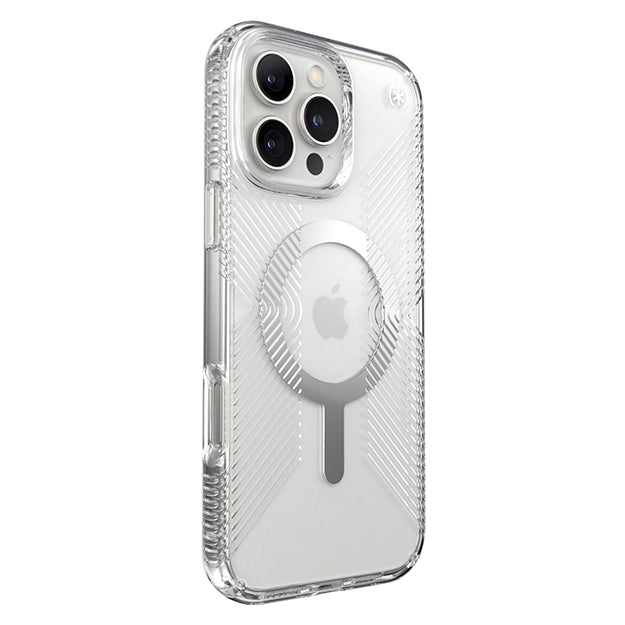 Speck Presidio Perfect Clear Grip MagSafe Case For iPhone 16 Pro Max – Clear & Chrome