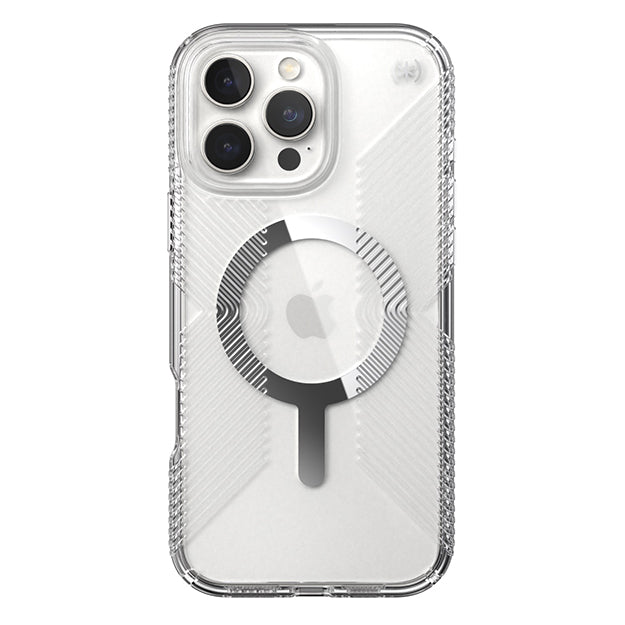 Speck Presidio Perfect Clear Grip MagSafe Case For iPhone 16 Pro Max – Clear & Chrome