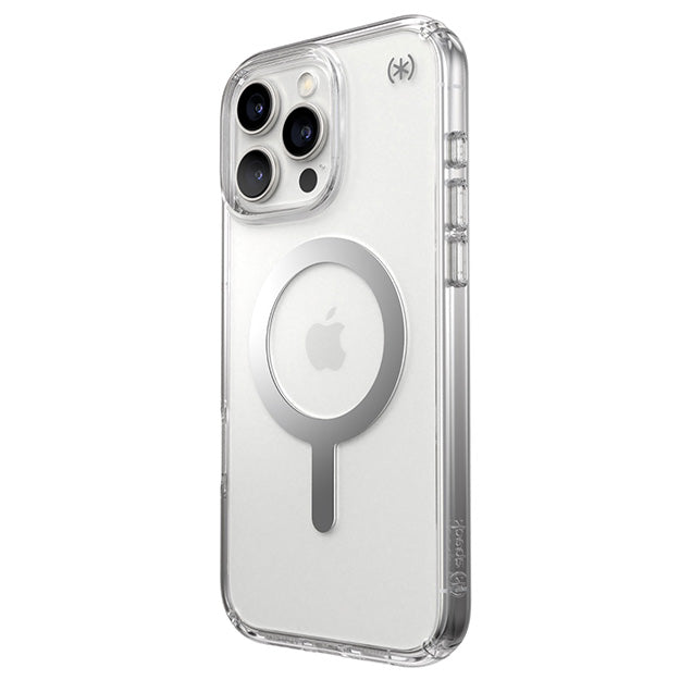 Speck Presidio Perfect Clear MagSafe Case For iPhone 16 Pro Max – Clear & Chrome