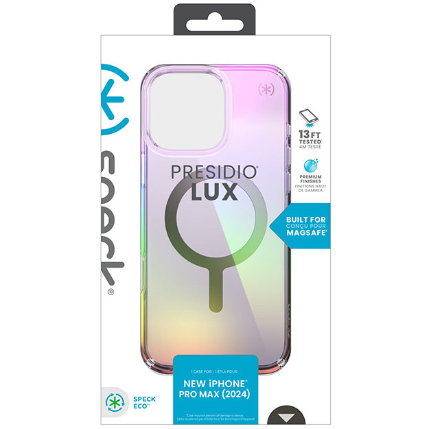 Speck Presidio Lux MagSafe Case For iPhone 16 Pro Max – Amazing Purple & Clear