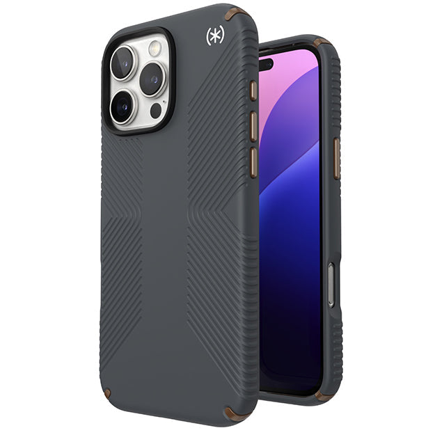 Speck Presidio2 Grip Case For iPhone 16 Pro Max – Charcoal Grey & Cool Bronze