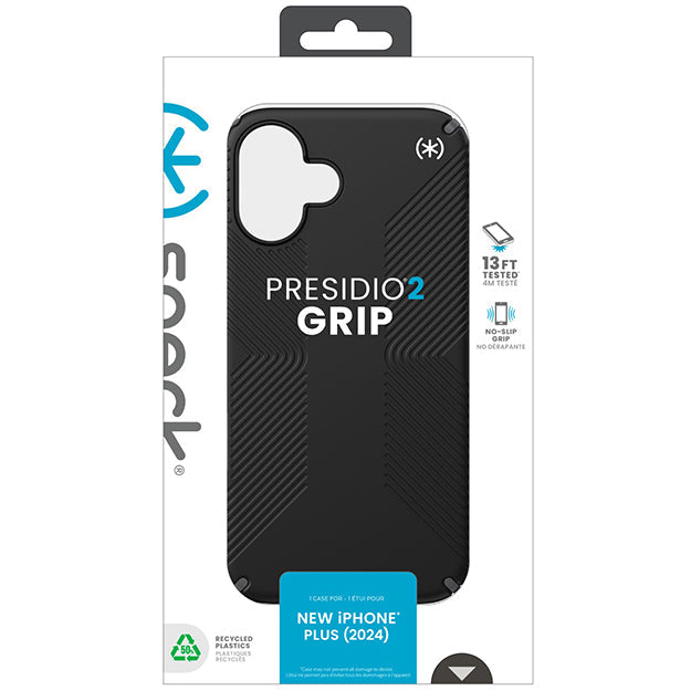 Speck Presidio2 Grip Case For iPhone 16 Plus – Black & Slate Grey