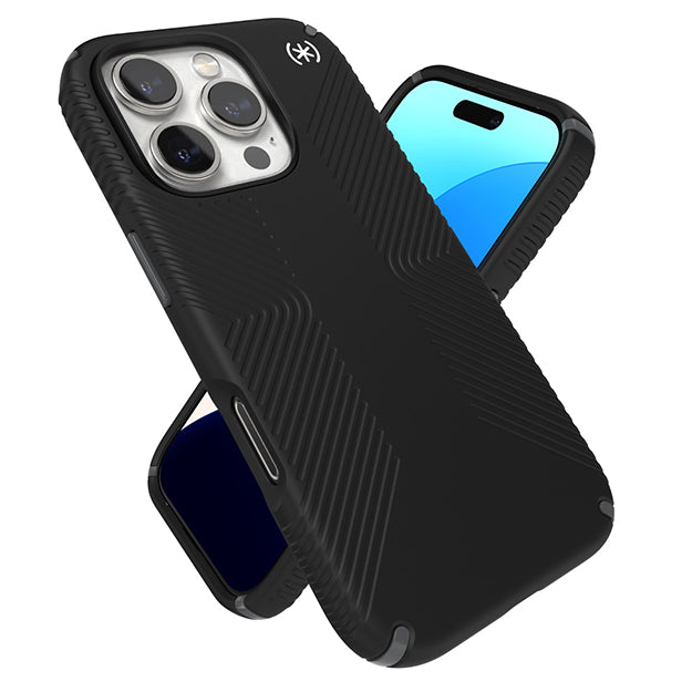 Speck Presidio2 Grip Case For iPhone 16 Pro – Black & Slate Grey