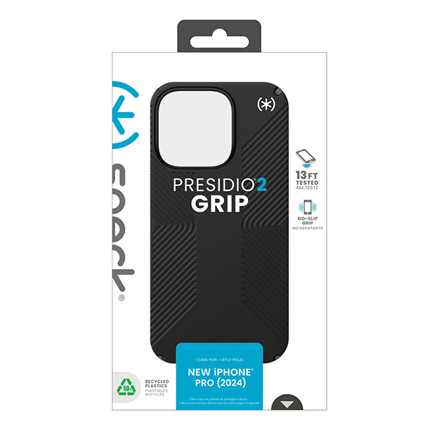 Speck Presidio2 Grip Case For iPhone 16 Pro – Black & Slate Grey