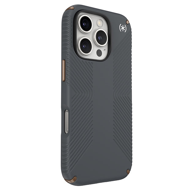 Speck Presidio2 Grip Case For iPhone 16 Pro – Charcoal Grey & Cool Bronze