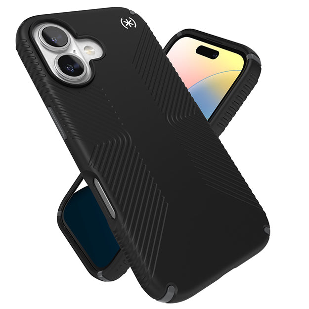 Speck Presidio2 Grip Case For iPhone 16 – Black & Slate Grey