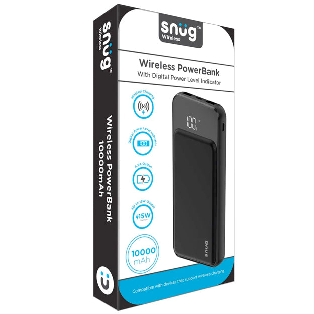 Snug 10 000mAh Wireless Power Bank - Black