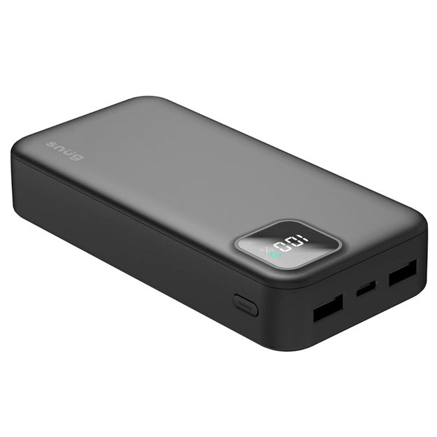 Snug 20 000mAh Square Digital Display PD Power Bank - Black