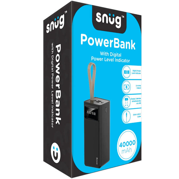 Snug 40 000mAh Digital Display Power Bank - Black