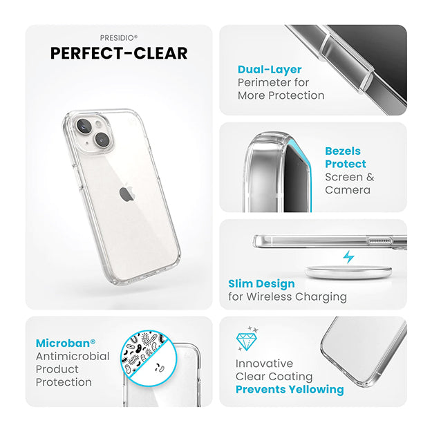 Speck iPhone 15 Presidio Perfect Clear Cover - Transparent