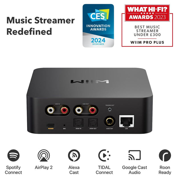WiiM Pro Plus AirPlay 2 Receiver & Multiroom WiFi Music Streamer - Black