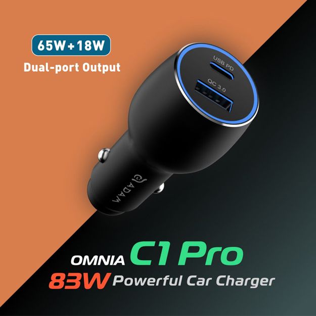 Adam Elements Omnia C1 PRO UCB-C 83W Powerful Car Charger - Black