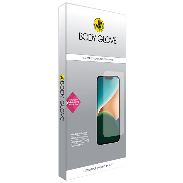Body Glove iPhone 15 PLUS Tempered Glass Screen Protector - Clear
